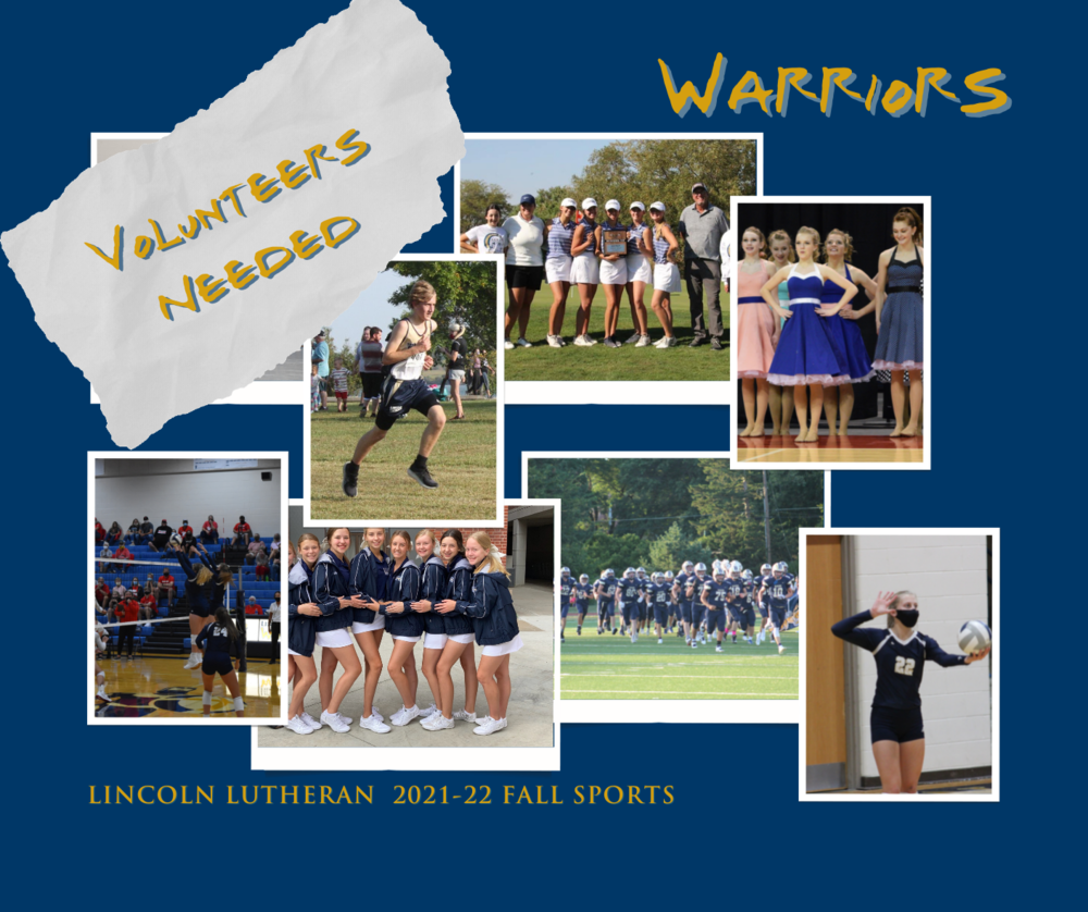 Volunteers needed on a collage of fall sports