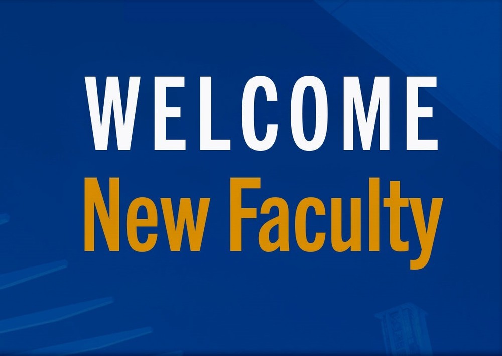 Welcome New Faculty on blue background