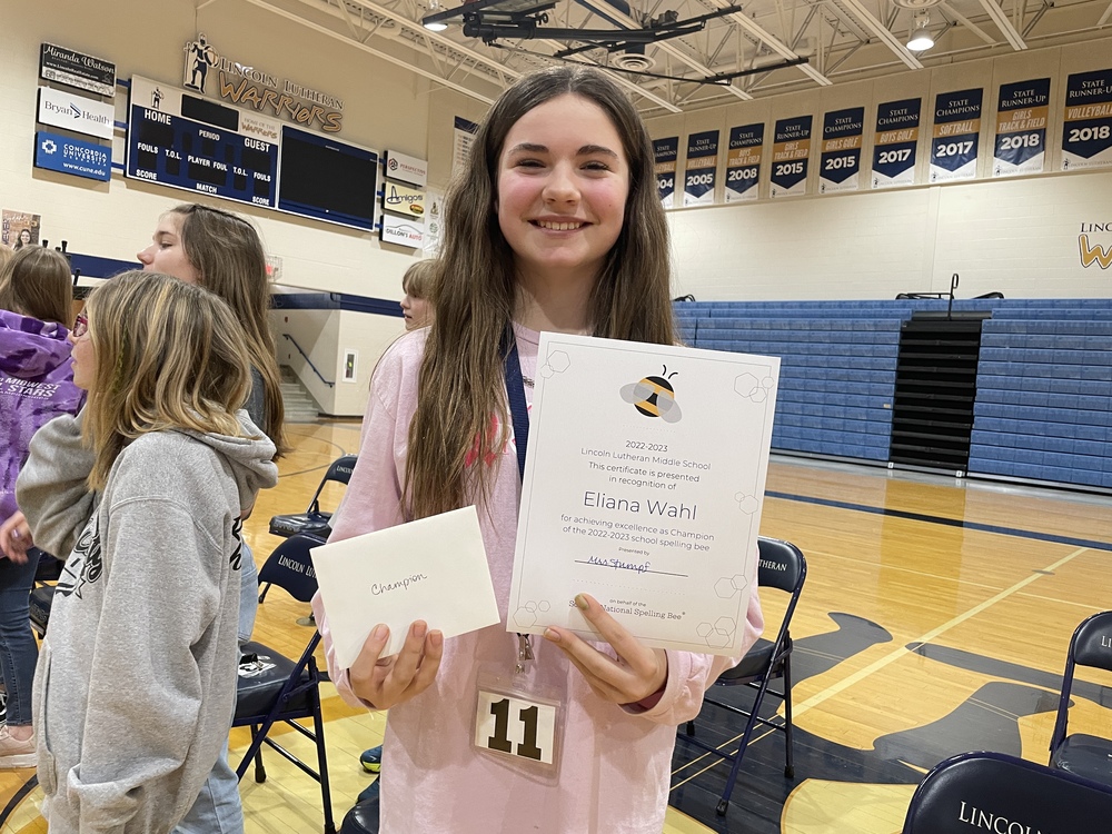 Eliana Wahl Takes First Place in Spelling Bee