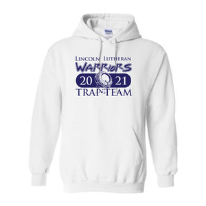 White Hoodie with Trap Team logo on it