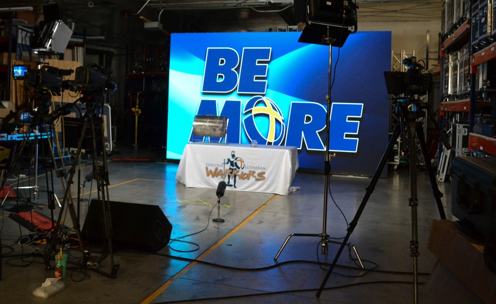 Live Stream studio set up with Be More logo