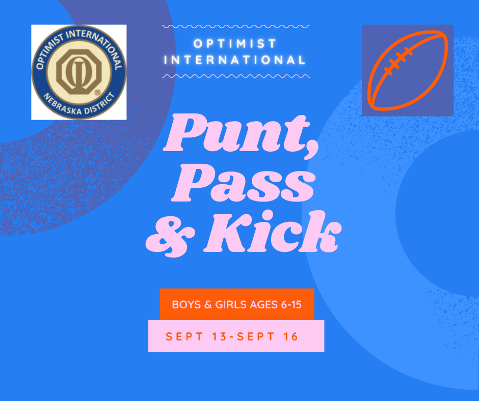 Punt Pass and Kick competition flyer on a blue background