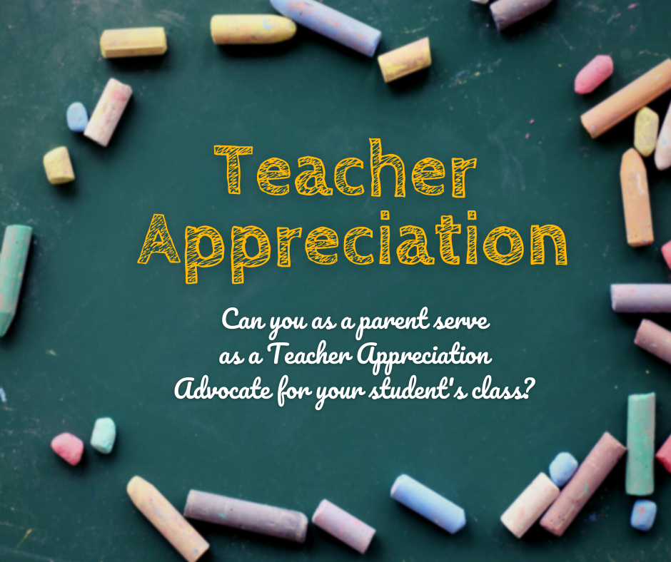Teacher Appreciation on a chalkboard with a chalk circle