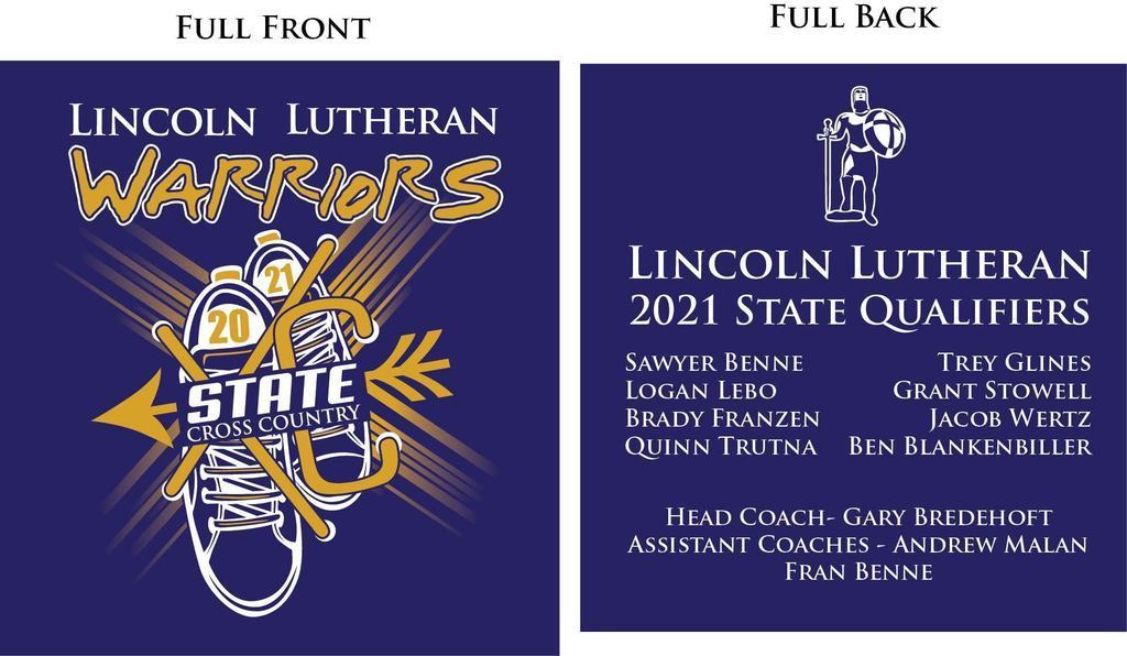Front and Back design for 2021 State Cross Country