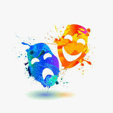 Drama Masks in blue and orange
