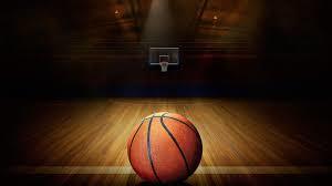 Basketball on a dark court