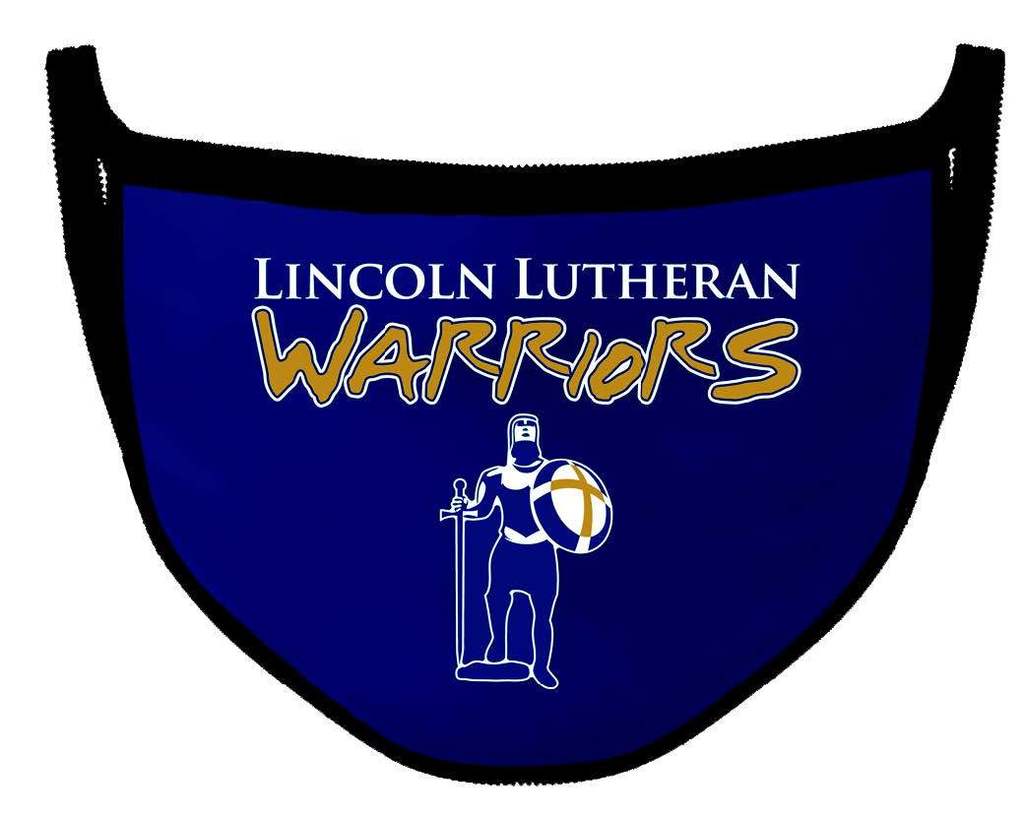 Blue face mask with Warrior Logo